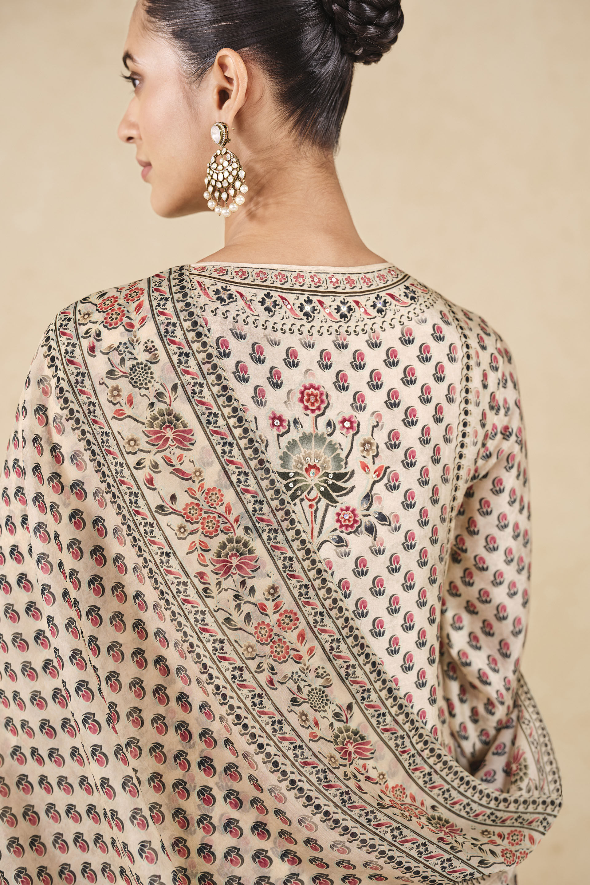 Sierra Printed Silk Suit Set - Ivory, Ivory, image 5